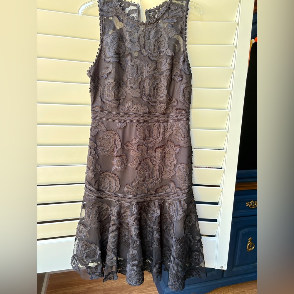 Reiss black Floral Lace Midi Dress